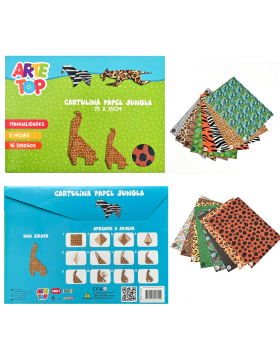 CARPETA CARTULINA JUNGLE 8 HOJAS 16 DISEÑOS /80