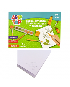 BLOCK ACUARELA Y TENICAS MIXTAS A4 ARTETOP 20H /50