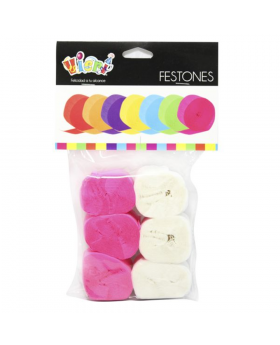 FESTON BLANCO Y ROSADO SET6U /120