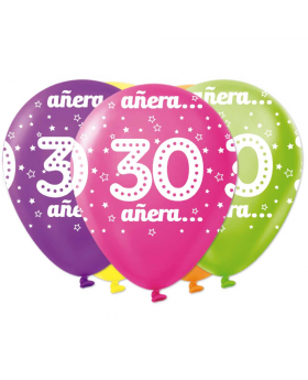 GLOBOS ESTAM. PRINT 30°AÑOS R12 25UN/100