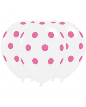 GLOBOS POLKA BLANCO ROSA R12 25UN/100