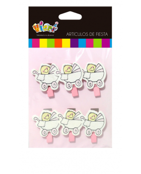 RECUERDO BABY SHOWER ROSADO COCHE SET6U /360