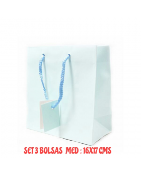 SET 3 BOLSITAS REGALO CELESTE/120