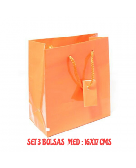 BOLSITAS REGALO NARANJA 16x17CM SET3U /120