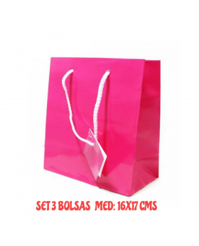 BOLSITAS REGALO FUCSIA 16x17CM SET3U /120