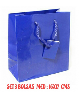 BOLSITAS REGALO AZUL 16x17CM SET3U /120