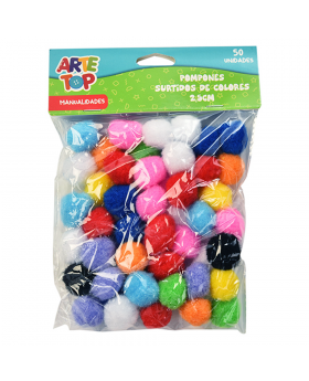 POMPONES COLORES SURTIDOS 2.5CM SET50U /200