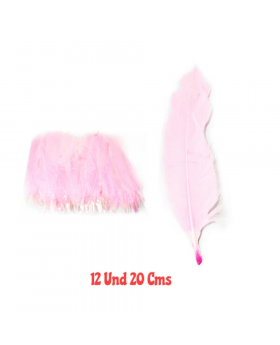 SET 12 PLUMAS 20 CMS ROSADO