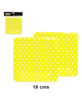 PLATO POLKA CUAD CARTON 18 CMS AMARILLO X 12/100