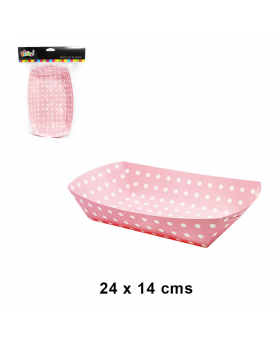 BANDEJA CARTON POLKA ROSADO X10PCS