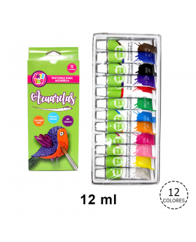 PINTURA PARA ACUARELA 12 COLORES /72