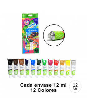 PINTURA AL AGUA SET 12 COLORES /72