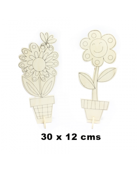 MADERA MACETA FLOR 30x12CM MIX 3 DISEÑOS /300