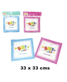 SERVILLETAS BABY SHOWER CELESTE/ROSADO *12 UNID /2