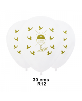 GLOBOS ESTAM. MIPRIMERACOMUNIONBLANCO R12 25UN