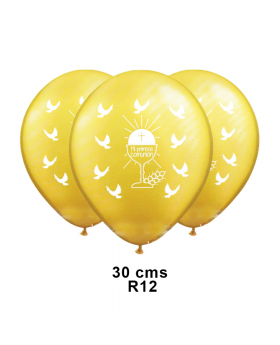 GLOBOS ESTAM. MIPRIMERACOMUNIONDORADO R12 25UN/100