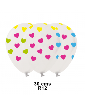GLOBO ESTAMP BLANCO CORAZON R12 30CM SET25U /100