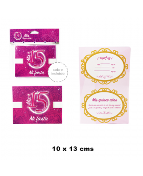 TARJETAS INVITACIÓN 15 AÑOS SET10U /120