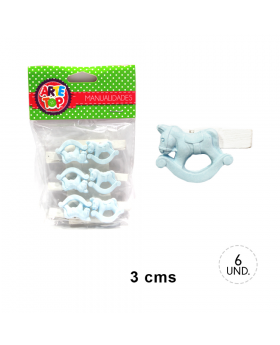 SET CLIP CABALLITO CELESTE/300