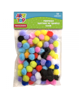 POMPONES COLORES SURTIDOS 2CM SET 75 UN /200