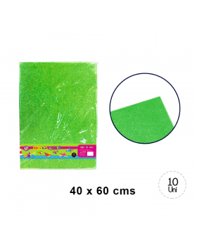 GOMA EVA GLITTER 40X60CM VERDE SET10U /20