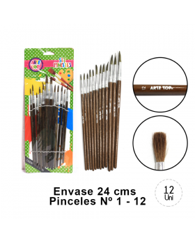 SET PINCELES PELO CAMELLO MADERA N1-N12 /480