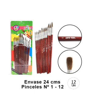 SET PINCELES PELO CAMELLO MADERA NATURAL N1-12/480