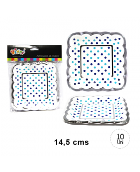 ST 10 PCS BANDEJITA POLKA CELESTE GOLDEN/100