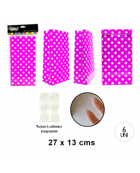 BOLSA PAPEL POLKA ROSADO SET6U /120