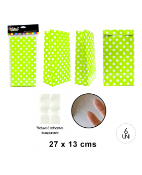 BOLSA PAPEL POLKA PISTACHO SET6U /120
