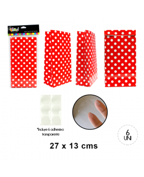 BOLSA PAPEL POLKA ROJO SET6U /120