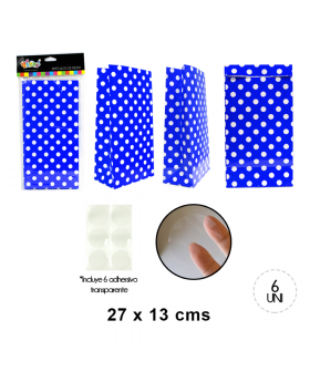 BOLSA PAPEL POLKA AZUL SET6U /120