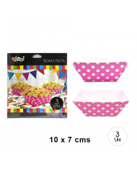 BOWL PAPEL POLKA ROSADO SET3U /240