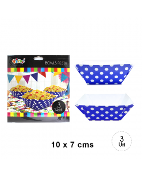 BOWL PAPEL POLKA AZUL SET3U /240