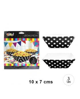 BOWL PAPEL POLKA NEGRO SET3U /240
