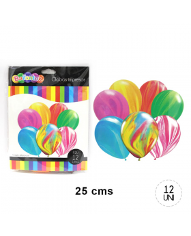 GLOBOS LISOS MARMOLADO R10 SET12U /100