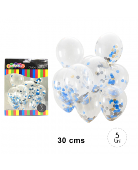 GLOBOS CONFETTI TRANSPARENTE NIÑO R12 5UN/100