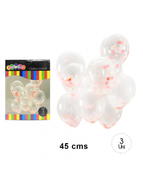 ST 3UN GLOBOS CONFETTI TRANSPARENTE NIÑA R18/100