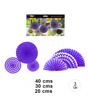 SET ABANICO DECO AZUL /120