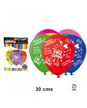 GLOBOS ESTAM. TAI IGUAL MIX COLOR R12 25UN/100