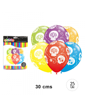 GLOBOS ESTAM. CATRINA MX COLOR R12 25UN/100