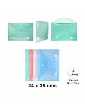 SOBRE PLASTICO OFICIO CUADROS CON BROCHE /480