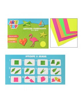CARPETA CARTULINA FLUORESCENTE 26x35CM 6 PLIE /100