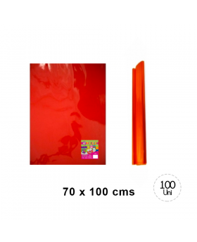 PAPEL CELOFAN 50X70CM X100UN ROJO/20