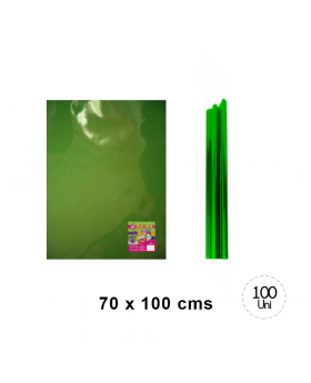 PAPEL CELOFAN 50X70CM X100UN VERDE/20