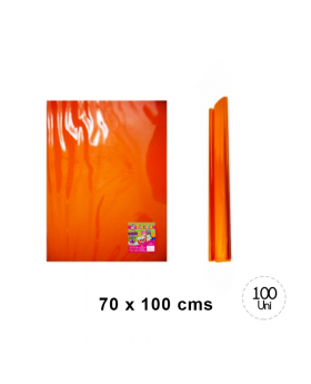 PAPEL CELOFAN 50X70CM X100UN NARANJA/20
