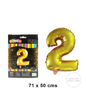 GOLD GLOBO METAL NUMERO 2/600