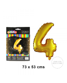 GOLD GLOBO METAL NUMERO 4/600