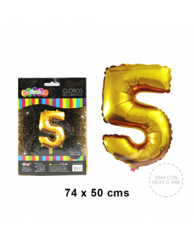 GLOBOS HELIO COLOR GOLD NUMERO 5 /240