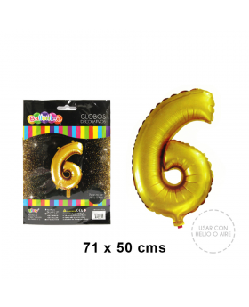 GLOBOS HELIO COLOR GOLD NUMERO 6 /240